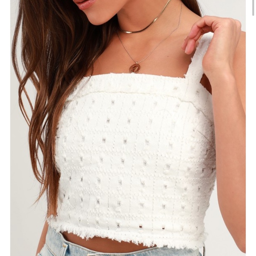 Lulus distressed denim crop top